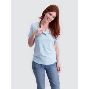 Size Large Two Blind Brothers Henley in Light Blue